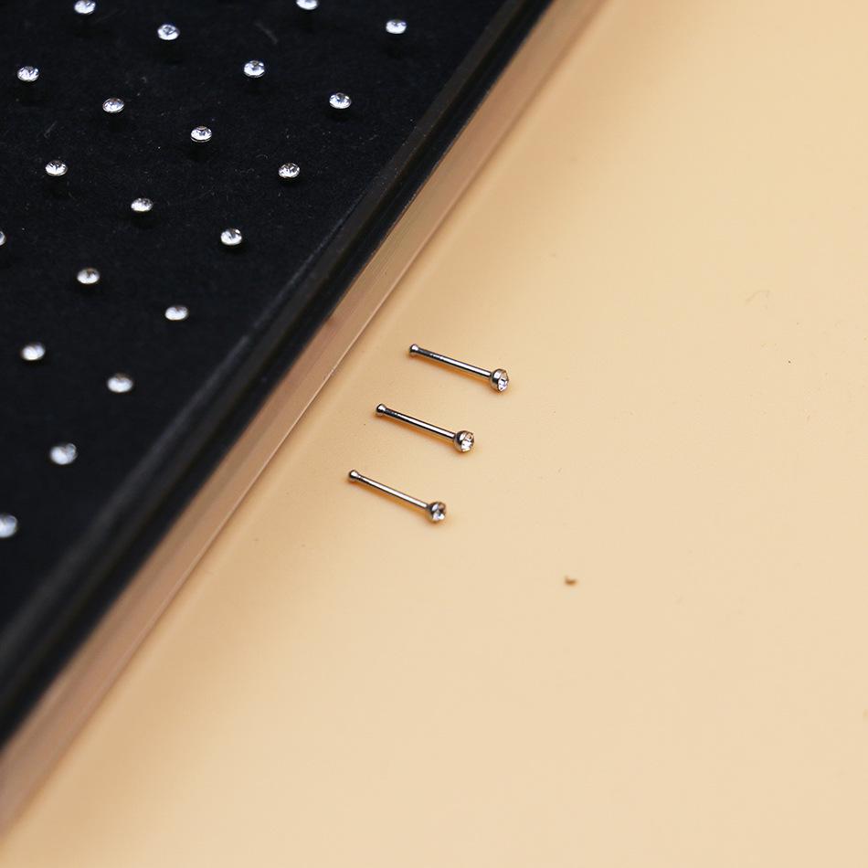 Нострилы из нержавеющей стали с 2-миллиметровыми стразами, 60 штук