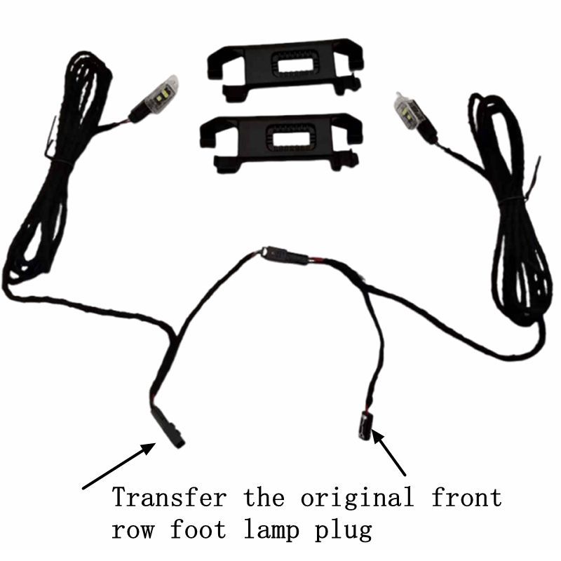 LED Footwell Lighting + Cable Rear set for T-ROC Jetta Polo T-Cross Enyaq 2pcs  Car Rear Foot