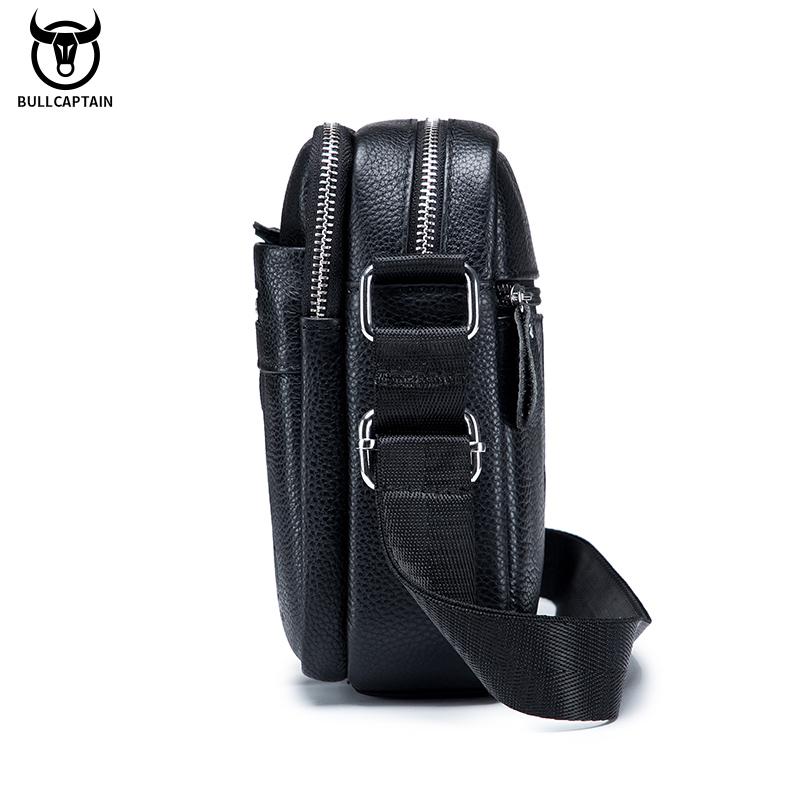 BULLCAPTAIN Простая мужская сумка на плечо, высококачественные кожаные сумки через плечо, мужская квадратная сумка большой вместимости