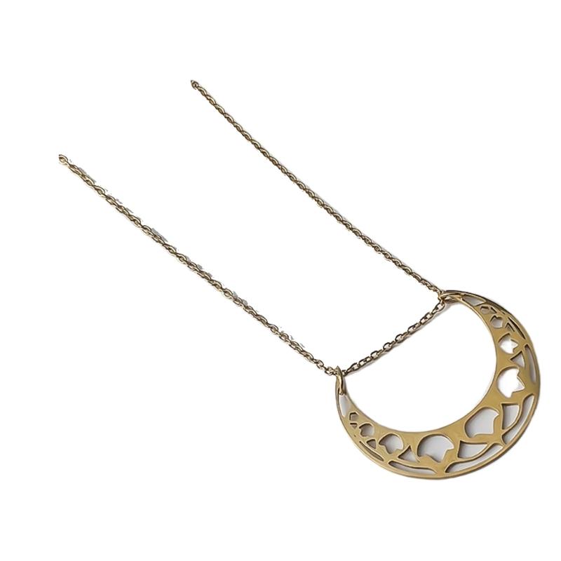 Stylish Lunar Cutout Necklace Stainless Steel Moon Charm Neck Chain Adjustable Length Clavicular Chain for Women Girls