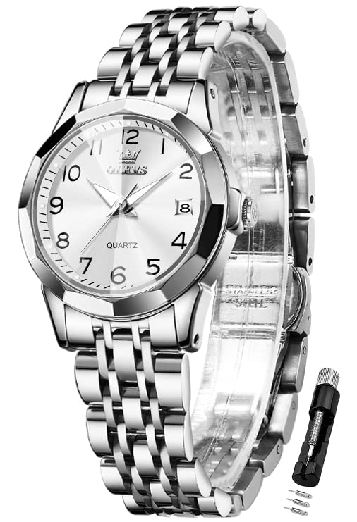 OLEVS Quartz Easy to Japanese Date Luminous Day White Women's Watch, Popular, Use, Waterproof, Business, Movement, Display, Hands, Valentine's Gift,
