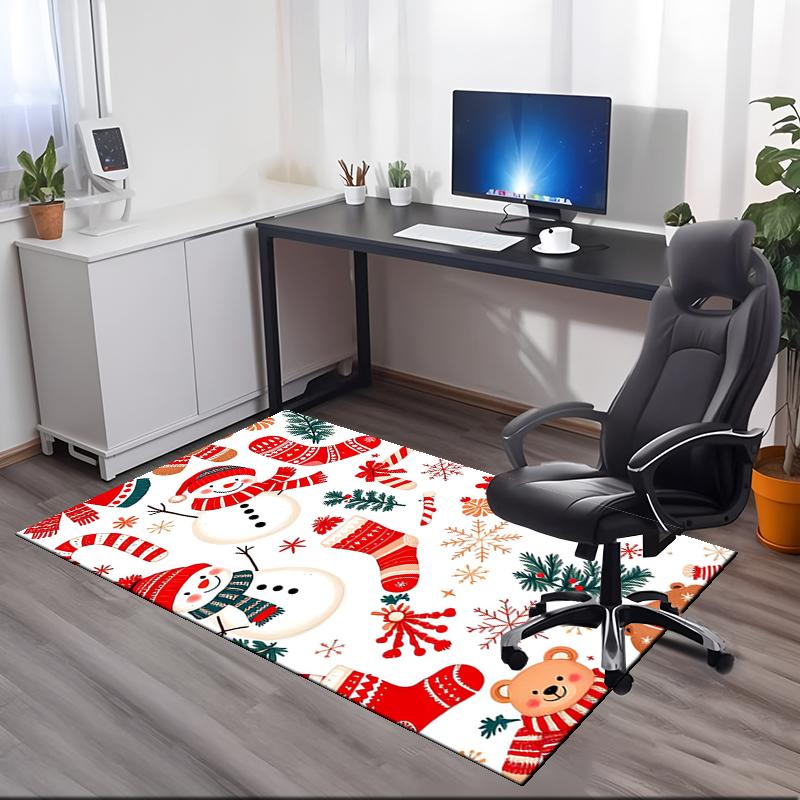 Christmas Printed Carpet, for Office Chair Living Room Bedroom Kitchen Room Decor Gifts.