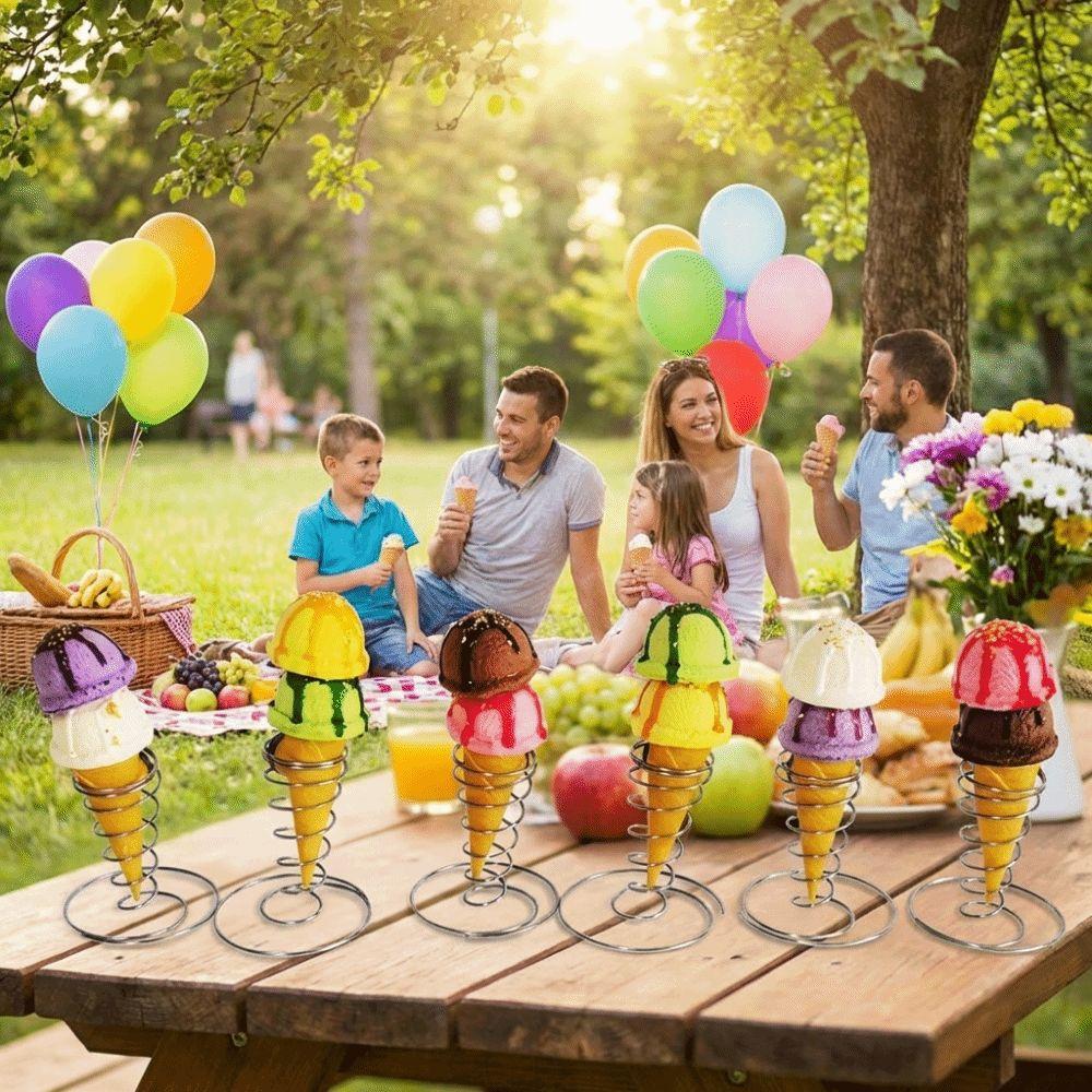 Conical Spring Ice Cream Cone Holder Metal Basket French Fry Display Wedding Decoration