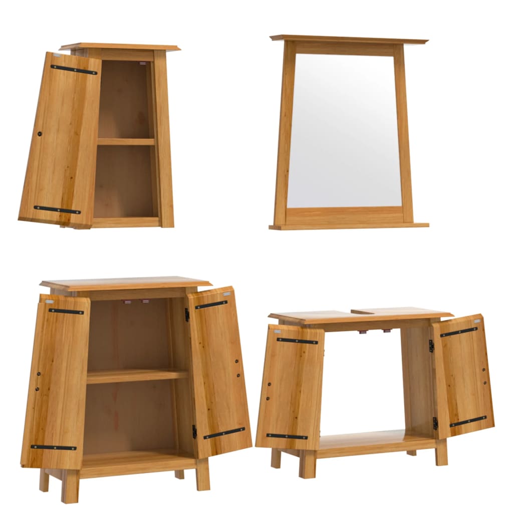 4 Piece Bathroom Furniture Set Solid Pine Wood
