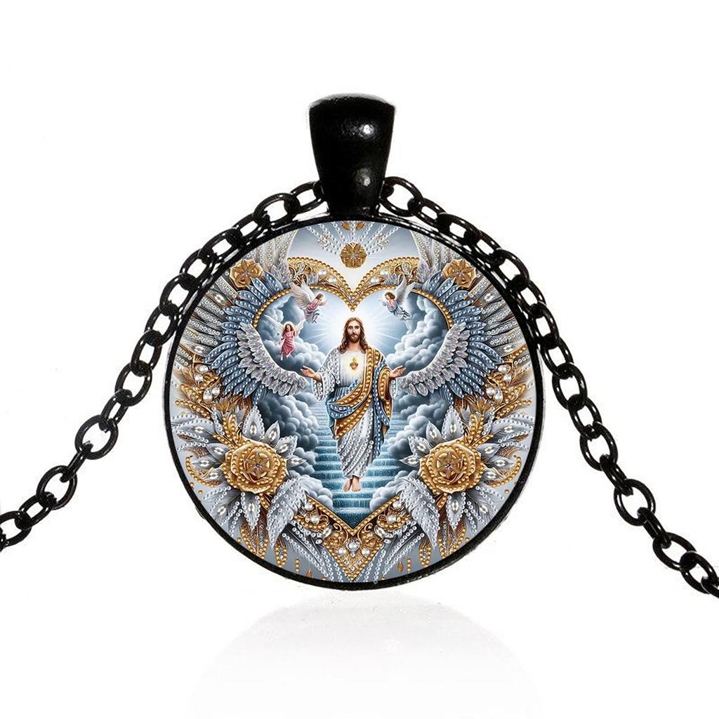 Винтажная подвеска с изображением Иисуса, христианская стеклянная подвеска с Иисусом, модные аксессуары, подходящие для повседневной носки