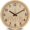 Nbdeal Wall Continuous Second Diameter 30cm Clock, Radio-Controlled Clock, Temperature, Humidity, Hand, Quiet, Analog, (Natural) M-7238