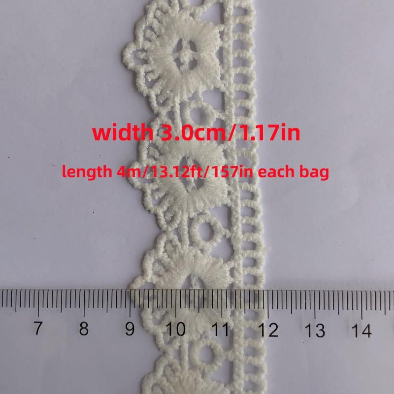 4 м/13,12 фута в каждой сумке Черно-белые кружевные бейки Идеально подходят для одежды Шторы ручной работы DIY Ремесла Швейные аксессуары Цветочный край Вышитые кружевные ленты