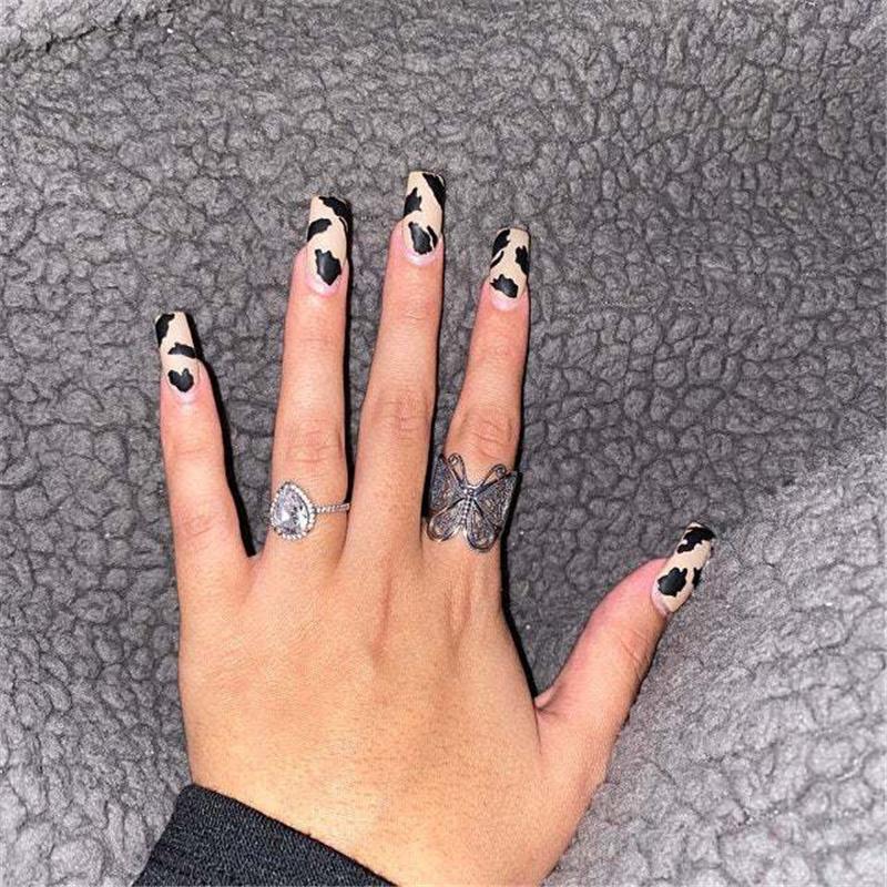 Antique Gold Silver Color Hollow Butterfly Opening Adjustable Ring For Women  Charming Bohemian Jewelry Gift