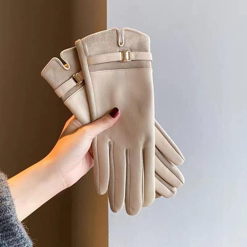Новые женские перчатки для зимы Теплые и плюшевые Утолщенные Непродуваемые Перчатки для вождения с сенсорным экраном для езды на велосипеде на открытом воздухе