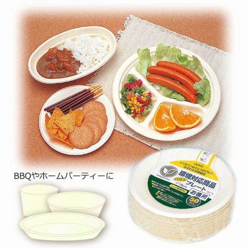 Shimojima Heiko Bagasse Paper Plates, Deep, Commercial-Grade, NFP150, Pack of 50, 004477020, 15cm Diameter X 1.5cm Height