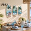 French Vintage Home Decor 3Pcs Wooden Surfboard Wall Art Decor, Natural Wood Hanging Sign, Sun-resistant Sculpture Lightweight Tropical Summer