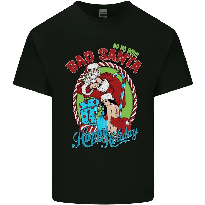 Рождественская футболка Bad Santa Claus, смешная, мужская, хлопковая - Мужская летняя хлопковая футболка с принтом