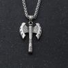 BaviPower Nordic Axe Necklace for Men Nordic Single Sided Double Sided Battle Axe Pendant Stainless Steel Keel Chain Protection