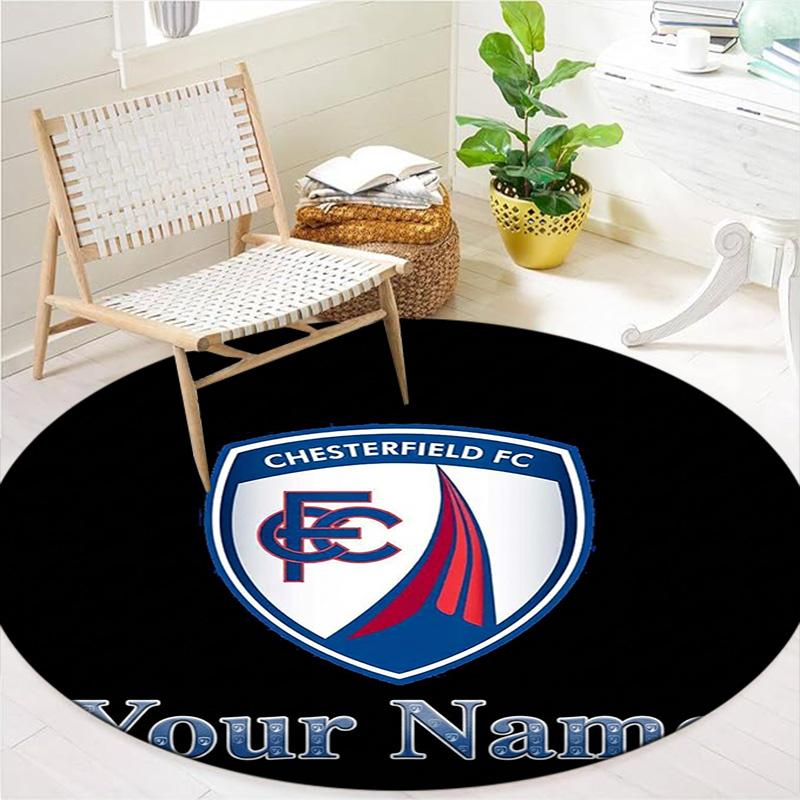 Chesterfield Fc Crest Custom Name Round Area Rug Carpet Rug For Living Room Bedroom Sofa Playroom Decor Nonslip Floor Mat