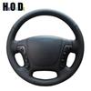 Сделай сам Черная кожа Ручная строчка Чехол на руль для автомобиля Hyundai Santa Fe 2007 - 2012 Автоаксессуары