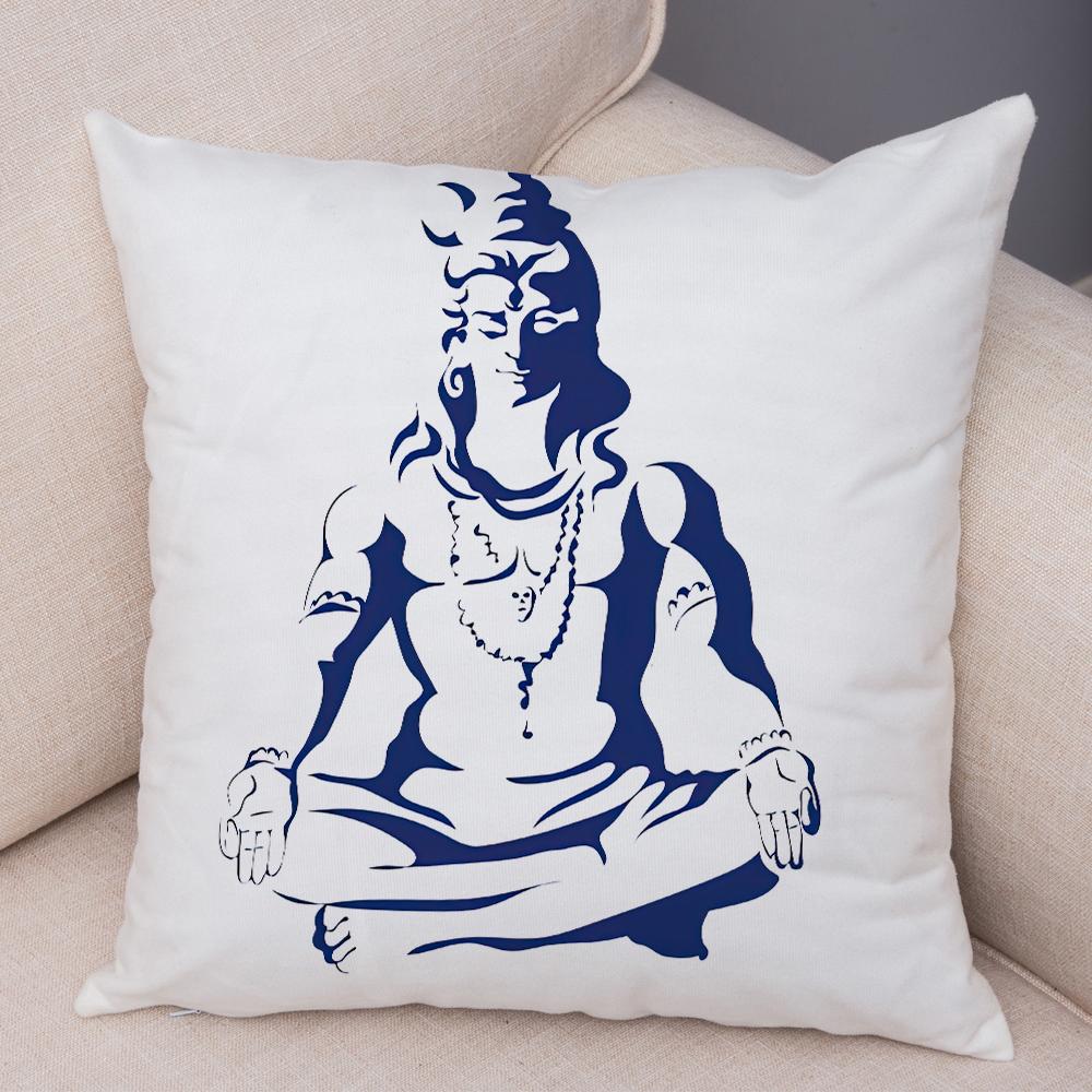 Indian God Ganesha Cushion Cover Colorful Psychedelic Art Print Soft Linen Yoga Room Home Decor Pillow Case