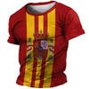Футболка с 3D-принтом в стиле ретро с флагом Испании, мужская одежда, футболки с коротким рукавом и круглым вырезом, уличная одежда в стиле Харадзюку, футболка с национальной эмблемой