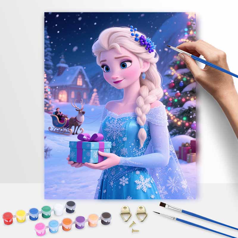 Disney ice queen winter scene oil painting hand painting art kit coloring painting handmade diy home decoration gift
