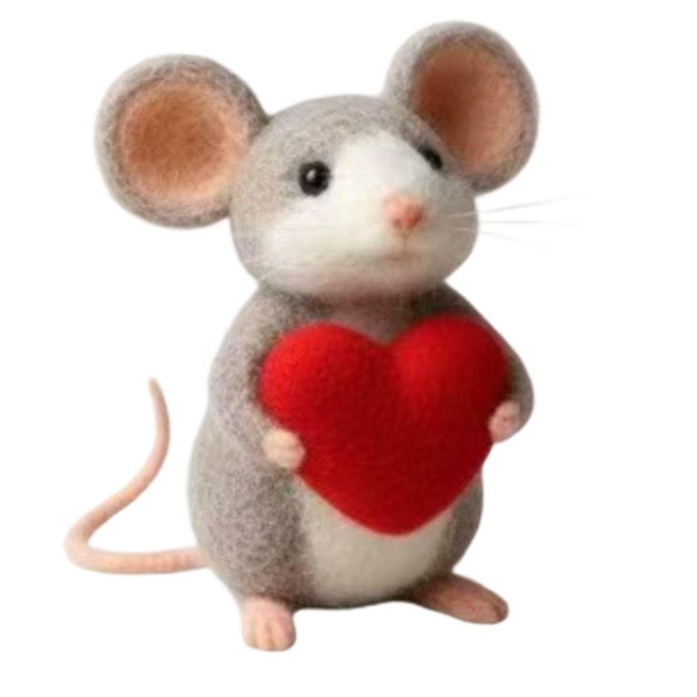 Handmade Felt Mouse Ornaments Mini Size Valentines Day Decor Anniversary Gift
