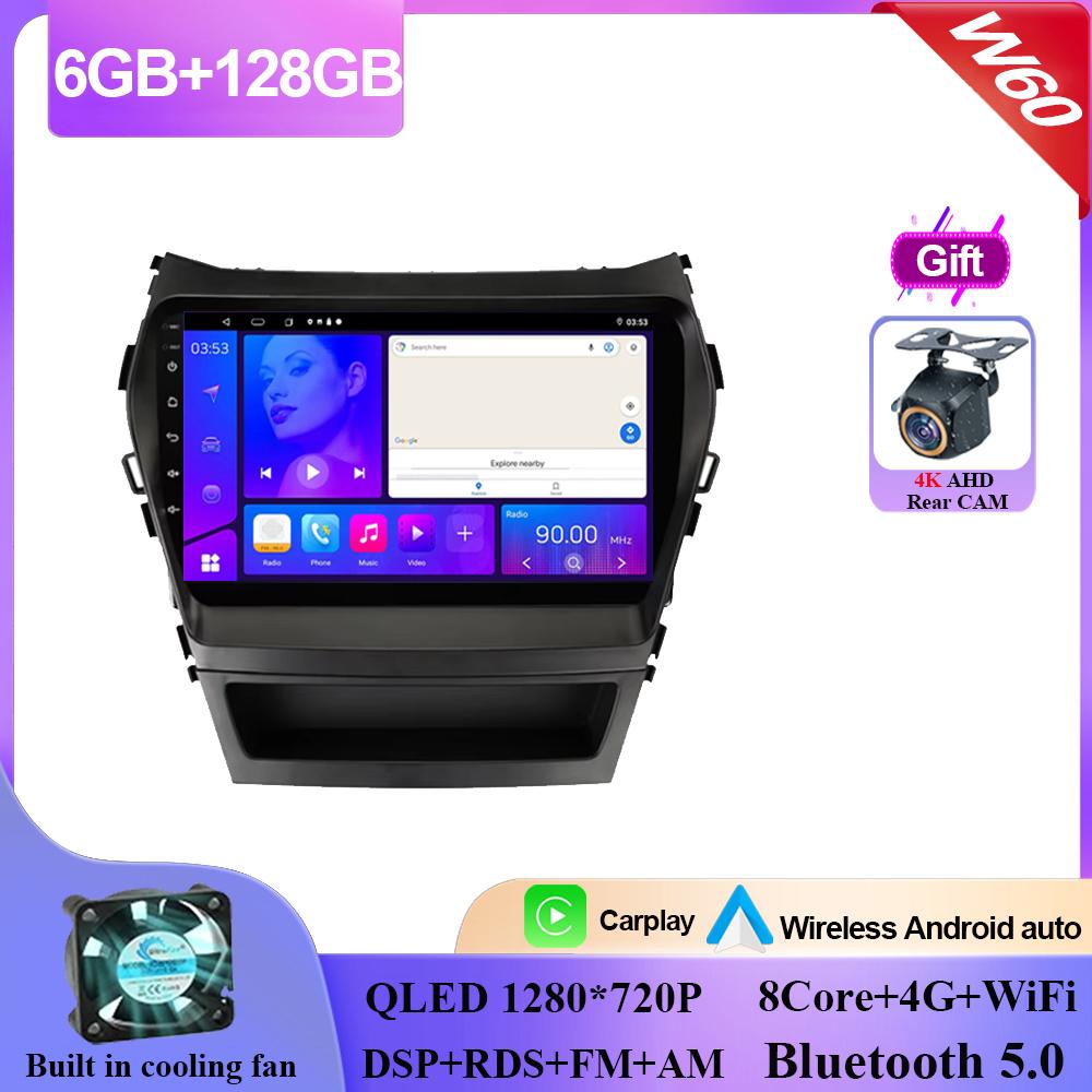 Carplay Android 14 для Hyundai Santa Fe 3 2013 - 2016 Авто Радио Стерео Мультимедийный Плеер Навигация GPS НЕТ 2din DVD 5G Wifi BT