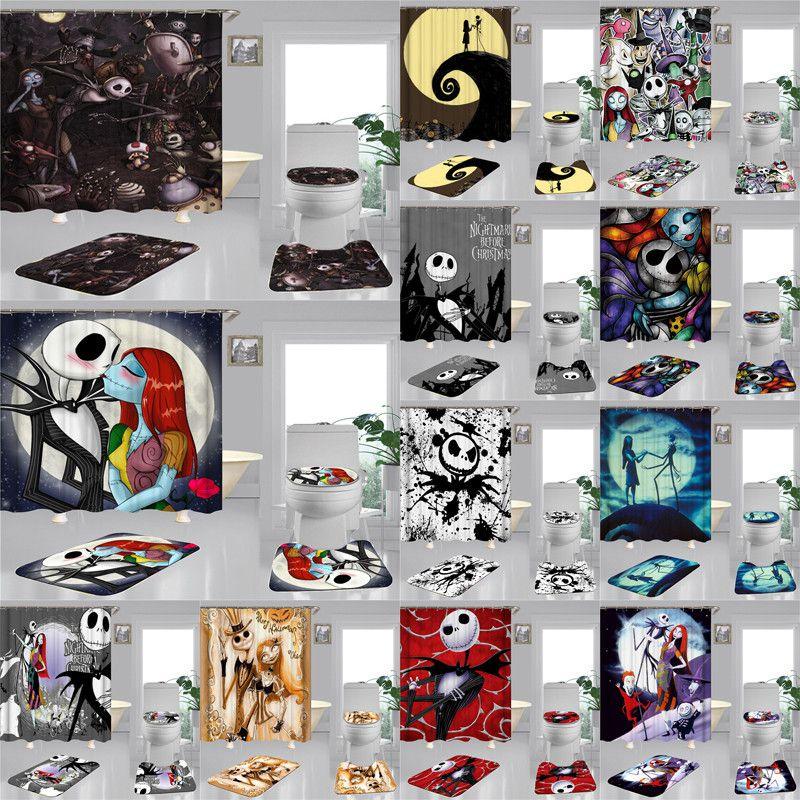 Soft And Comfortable The Nightmare Before Christmas Shower Curtain And Mat Set