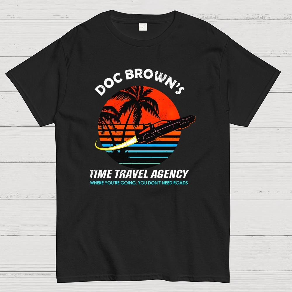 Doc Browns Time Travel Agency Cotton Summer Casual Cool Loose T-Shirt