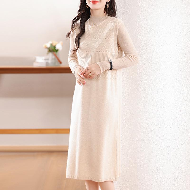 Женское кашемировое платье Qinghe кашемир 30% кашемир 70% шерсть осенне-зимняя кашемировая юбка мягкая и теплая