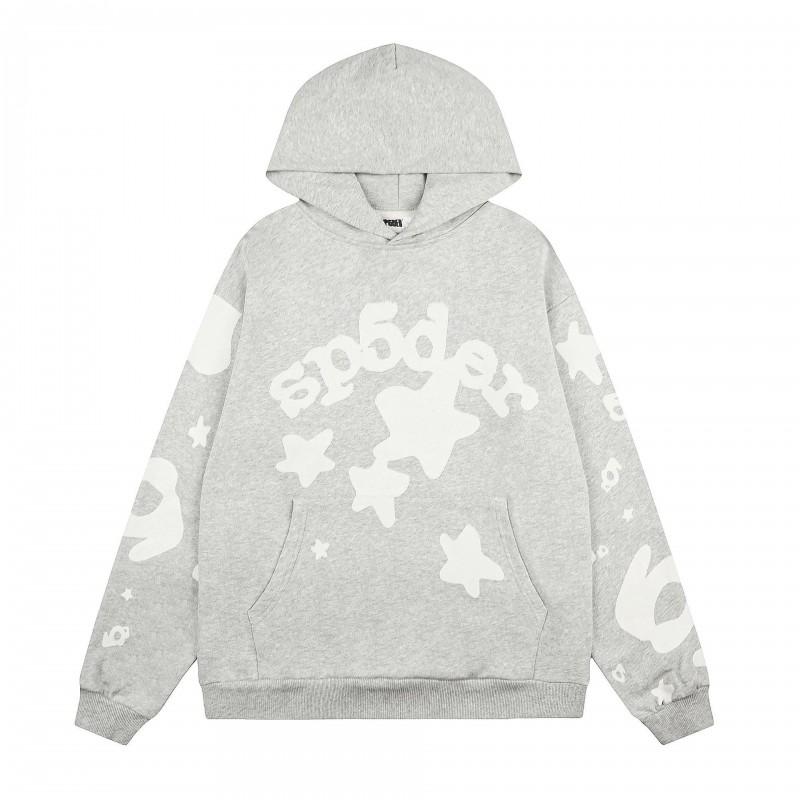 Sp5der FW23 Hoodie Unisex Streetwear Pullover Sweatshirt With Web Print Loose Fit Cotton Blend