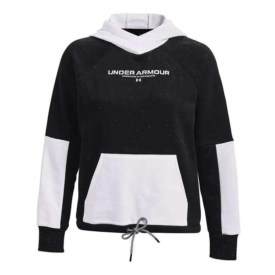 Under Armour Color Block Spliced Casual Sports Fleece Hoodie American Vintage Sweatshirt Women Hoodies Black 1369851-001