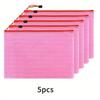 5pcs Waterproof Zip Bag A4 Transparent Document Bag Pen Filing Products Pocket Folder Office School Supply