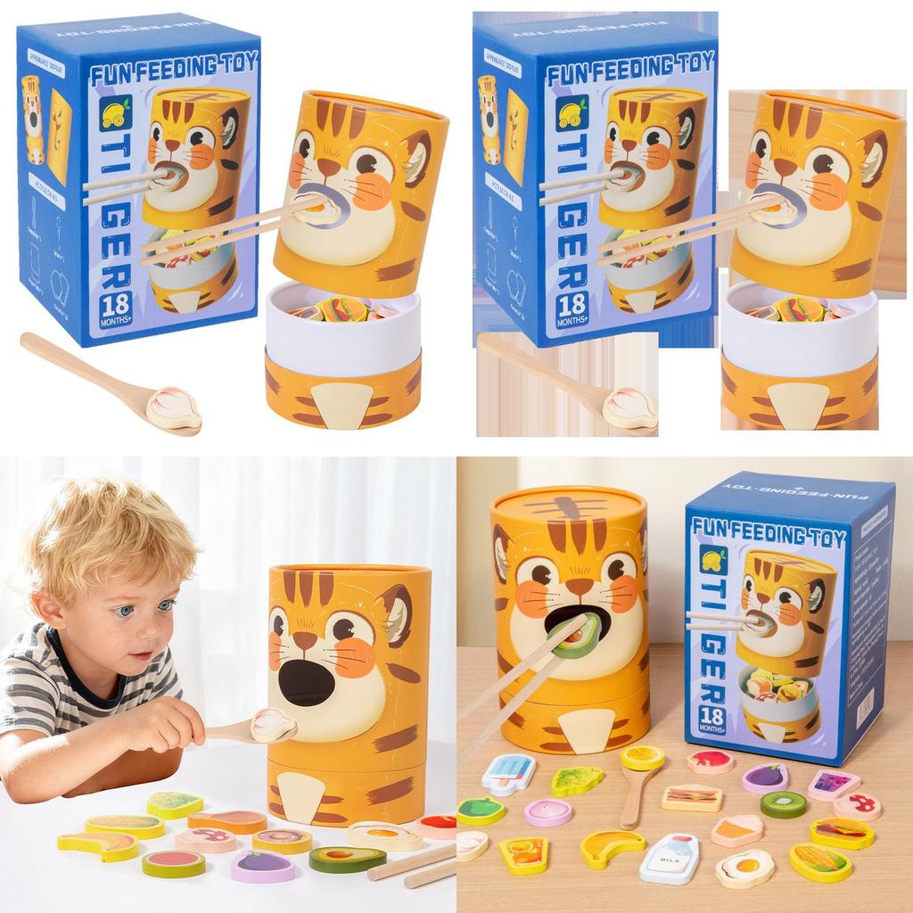 Деревянная игра для кормления для детей с когнитивным развитием и практикой мелкой моторики для дошкольного обучения