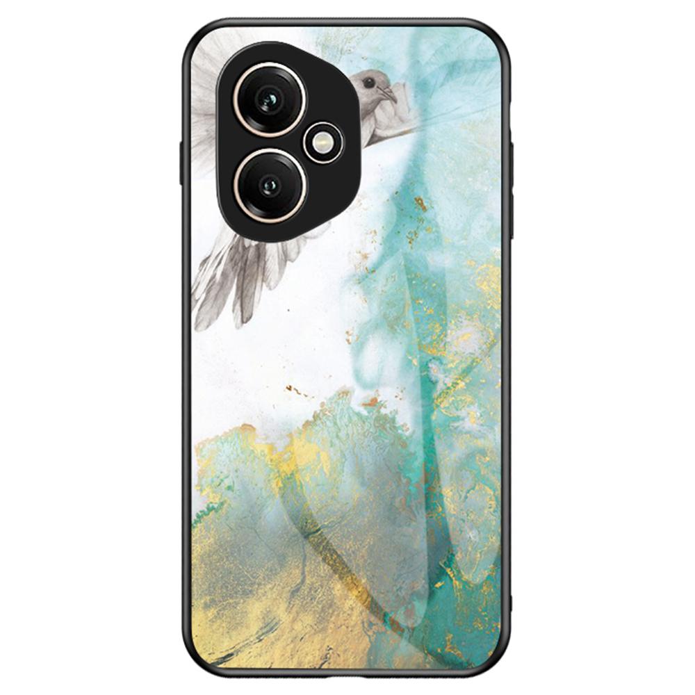 Для Honor 400 5G (Глобальный) Чехол Мраморный узор Закаленное стекло+ПК+ТПУ Защитная накладка для телефона