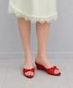 2Comm Larry Silk Ribbon Wedge Mules_Red