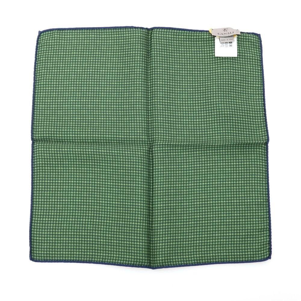 Used [New] CANALI Silk Double-Sided Print Pocket Square Green x Navy [Men's]