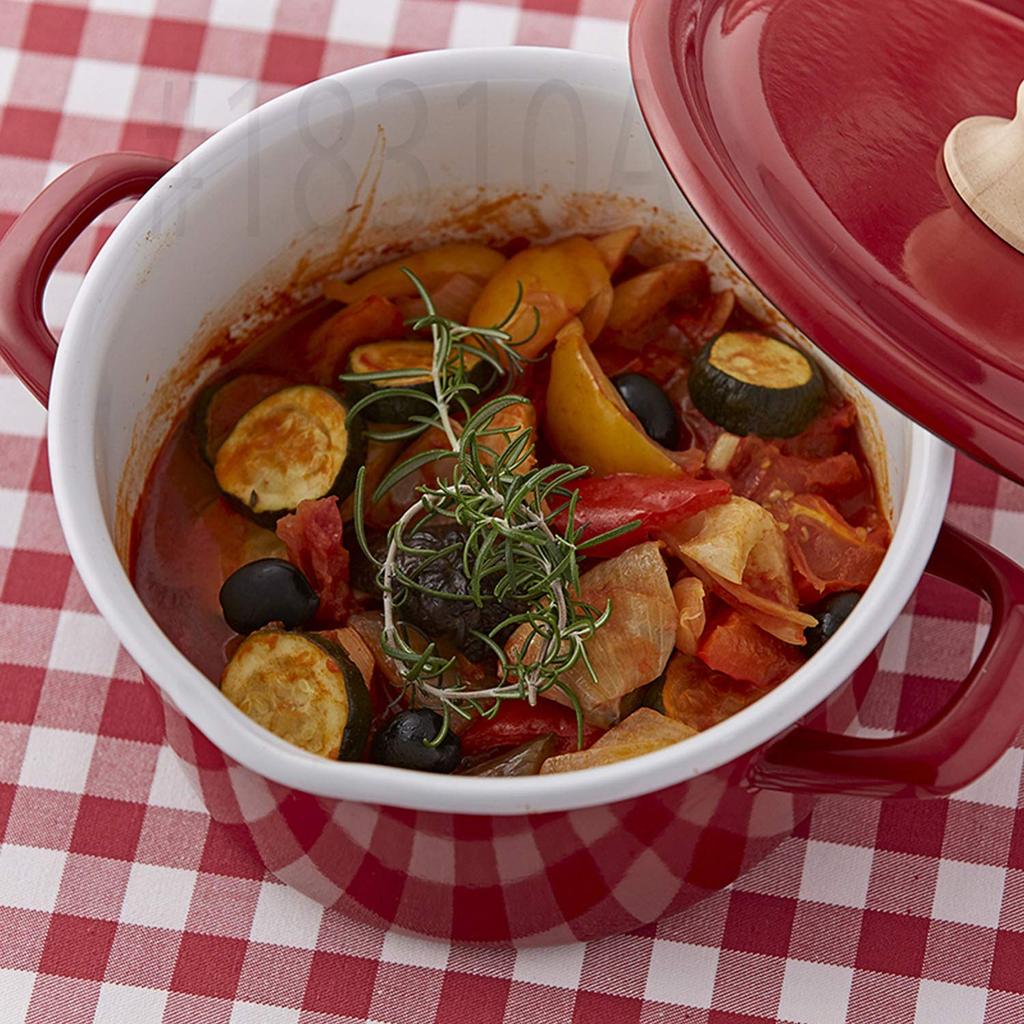 Fuji Enamel Pot Casserole IH Compatible Cotton Series Wine Red 18cm Two-handed CTN-18W.WR