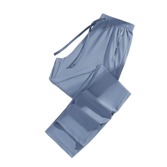 Unisex Summer Ice Silk Pants Thin Loose Straight Leg Cooling Trousers Drawstring Elastic Waist Slacks Quick-drying Solid Color Sweatpants