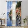 Modern Window Curtains for Living Room Lakeside Country Building Boat Curtains for Child Bedroom Kitchen Decor Blinds Drapes