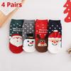4 Pairs Of Autumn And Winter Christmas Socks Feather Yarn Santa Cartoon Coose Straight Board Boat Socks Short Red Socks