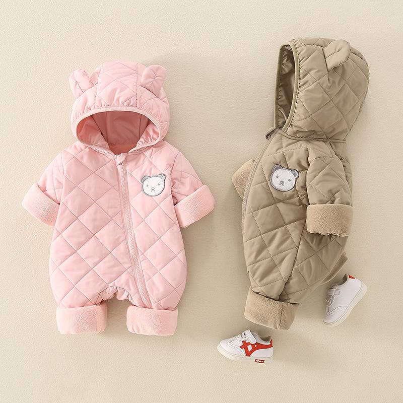 Infants and Young Children's Winter Outfit Thickened Hooded Cotton-padded Jacket Coat Newborn Boys and Girls Baby's Autumn and Winter Suit