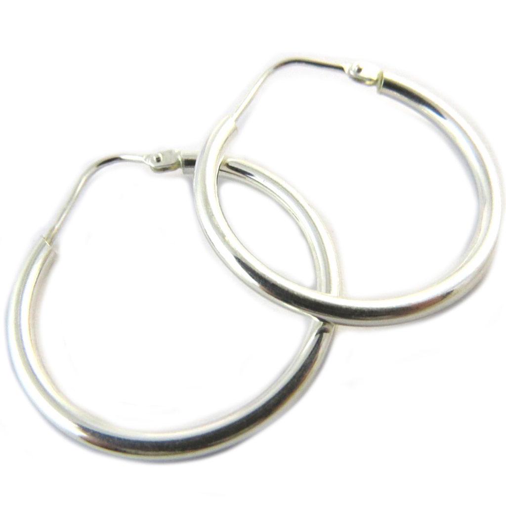 Les Trésors De Lily [P1691] - Silver 'Simplicity' Hoop Earrings - 20 Mm 2 Mm