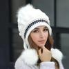 Мягкая Зимняя Теплая Меховая Шапка на Флисовой Подкладке с Наушниками для Женщин Вязаная Шапка Бини Повседневная Свободная Толстая Термошапка для Холодной Погоды