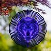 Boho Style Metal Wind Chime with Rotating Wolf Design Outdoor Garden Decor Hanging Ornament No Battery Needed Gift for Family Friends