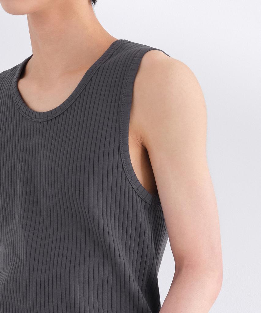 MUSINSA STANDARD Wide Ribbed Tank Top [Dark Grey]