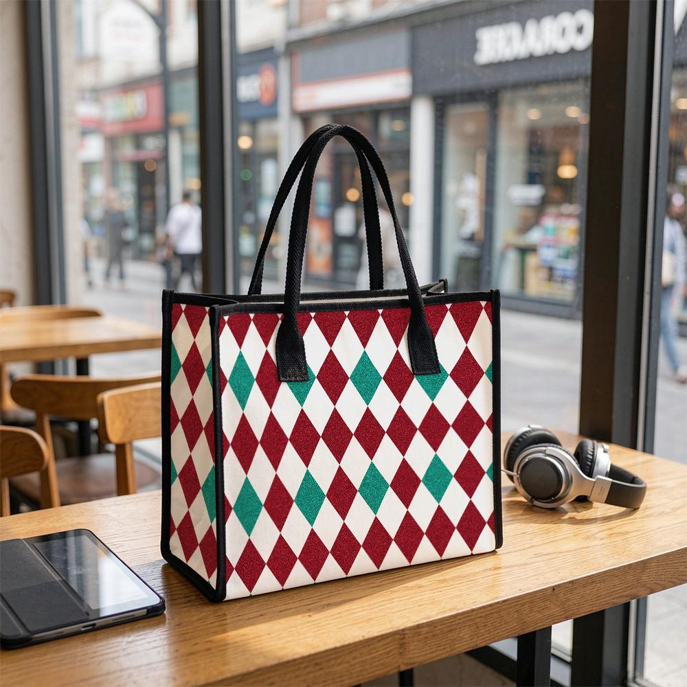 Retro Argyle Pattern Daily Tote Stylish Large Capacity Casual Shoulder Bag