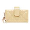 Dior LADY Dior Collection Patent Leather Calfskin Canvas Check Pattern 5-Card Slot Card Holder & Coin Purse Women's Style Light Yellow