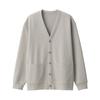 MUJI Milan Rib Size AB1NFA4A Men's Double-Knit V-Neck Cardigan, Gray, S,