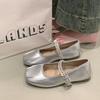 Одно слово со стразами на плоской подошве туфли Мэри Джейн женские новые квадратный носок мелкий вырез мягкая подошва одинарные туфли