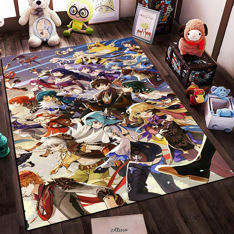 "Anime Style Carpet with Fantasy Characters, Colorful Room Decor Rug" Suitable for use as an anti-slip for living room bedroom sofas