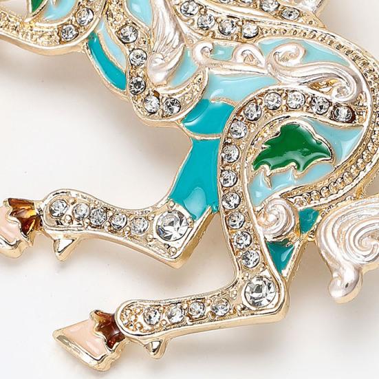 Colorful Horse Brooch Rhinestone Encrusted Alloy Horse Lapel Pin Animal Brooch Pin Outfit Accessory for Clothes Hats Bags Scarves