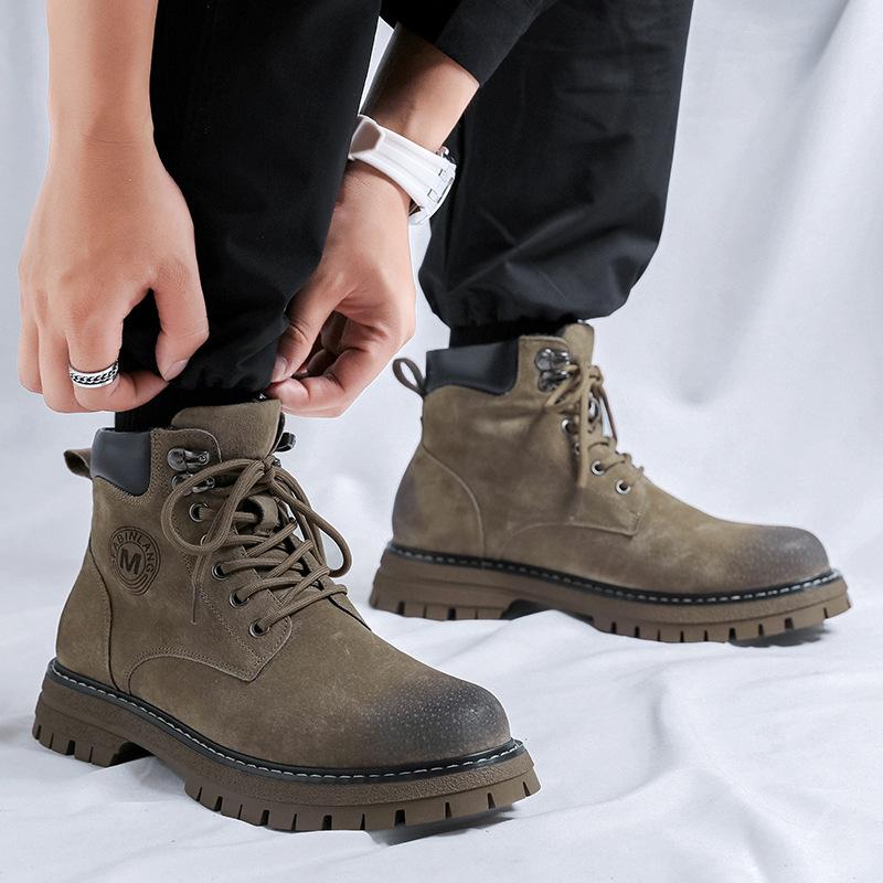 Ботинки мартин мужские универсальные британский стиль высокие ботинки ревень мужские на толстой подошве увеличивающие рост уличные рабочие ботинки 6711-K